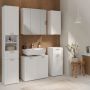 Lokko Bathroom Storage Unit with 1 Door & 1 Drawer with Silver Handles in White