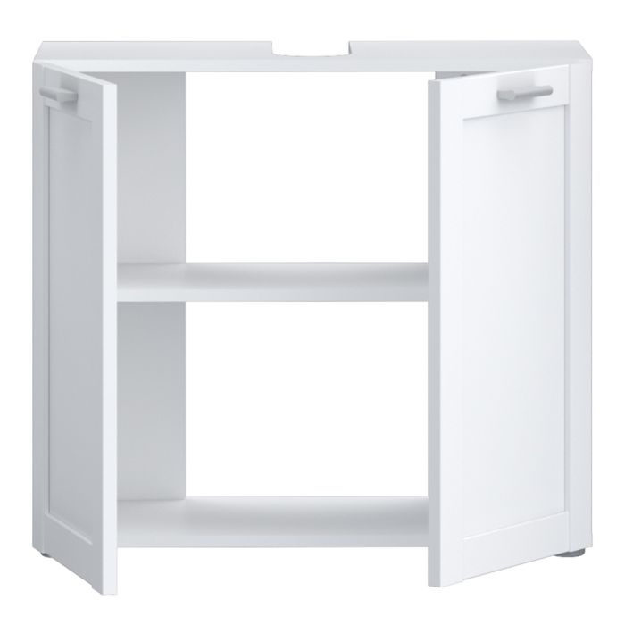 Lokko Under Sink Vanity Unit with 2 Doors & Silver Handles in White