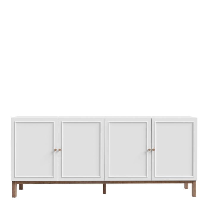 Wensley 4 Door 1 Drawer Sideboard in Light Grey and Oak