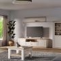 Pontypool Wall Shelf in White and Riva Oak