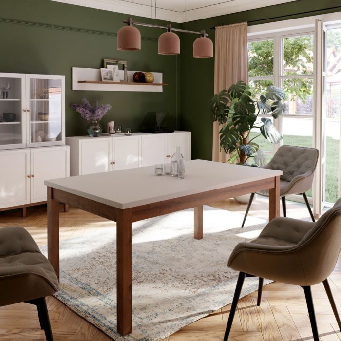 Wensley Dining Table in Light Grey and Oak 160.4x90cm