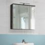 Veris 3 Door Mirrored Bathroom Cabinet with Integrated LED Lighting – Walnut & Dark Grey