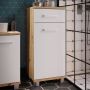 Veris Bathroom Cupboard with 1 Door & 1 Drawer in Artisan Oak and Light Grey