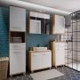 Veris Bathroom Cupboard with 1 Door & 1 Drawer in Artisan Oak and Light Grey