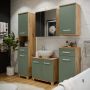 Veris Bathroom Cupboard with 1 Door & 1 Drawer in Artisan Oak and Sage Green