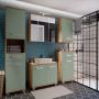 Veris Bathroom Cupboard with 1 Door & 1 Drawer in Artisan Oak and Sage Green