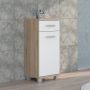 Veris Bathroom Cupboard with 1 Door & 1 Drawer in Sonoma Oak and White Gloss