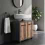 Veris Under Sink Vanity Unit with 2 Doors in Walnut and Dark Grey