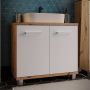 Veris Under Sink Vanity Unit with 2 Doors in Artisan Oak and Light Grey Doors
