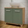 Veris Under Sink Vanity Unit with 2 Doors in Artisan Oak and Sage Green Doors