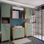 Veris Under Sink Vanity Unit with 2 Doors in Artisan Oak and Sage Green Doors
