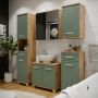 Veris Under Sink Vanity Unit with 2 Doors in Artisan Oak and Sage Green Doors