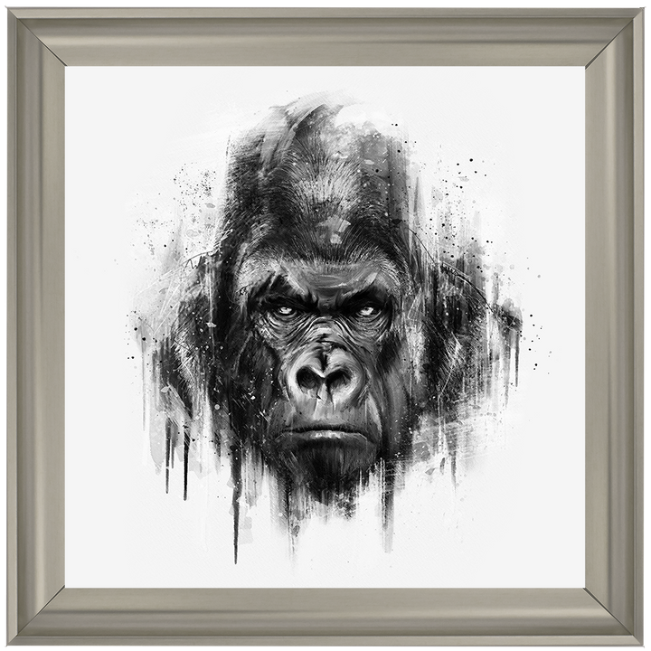 White & Black Gorilla Watercolour