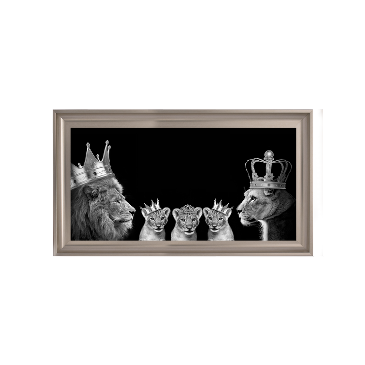 Lion family of 5 (Silver Crowns)