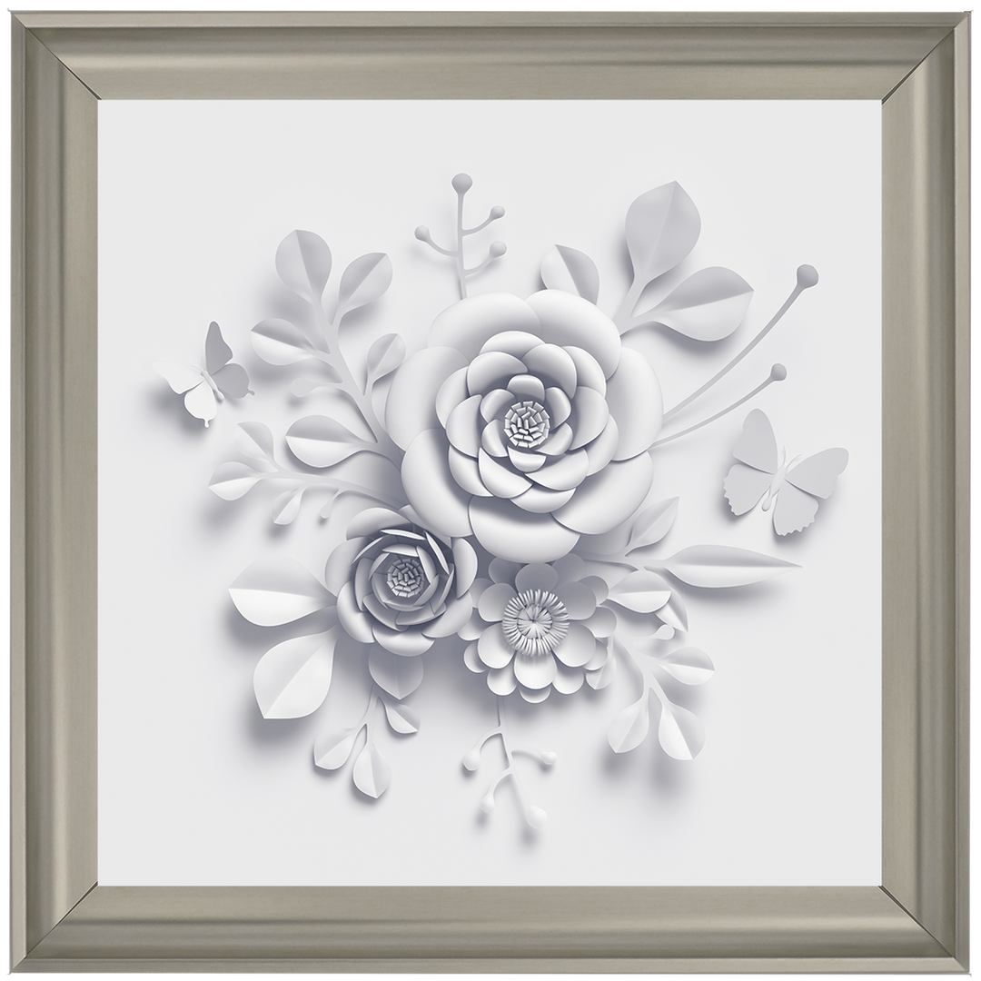 FL009 3D white paper flowers on white background