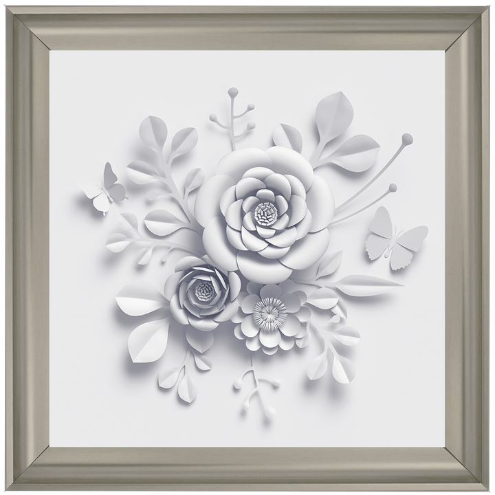 FL009 3D white paper flowers on white background