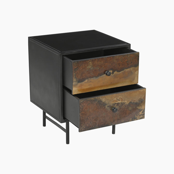 Galaxy Two-Drawer Iron Side Table