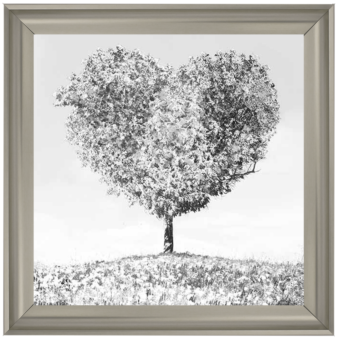 LS297 Black & White Lone Heart Tree