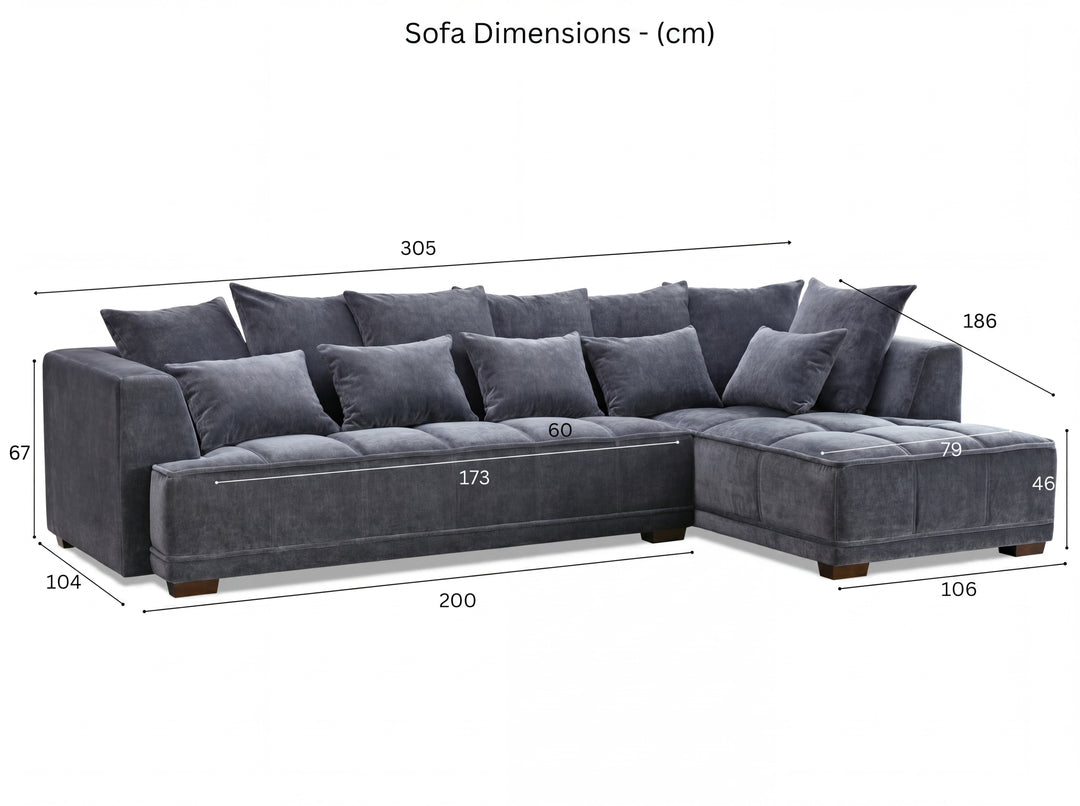 Aluxo Gramercy Group Sofa in Steel Velvet