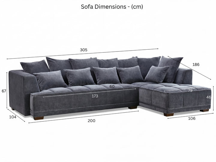 Aluxo Gramercy Group Sofa in Steel Velvet
