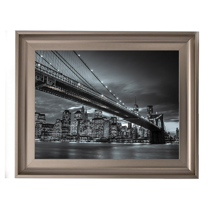 CY064 Brooklyn Bridge and lower Manhattan skyline at dusk