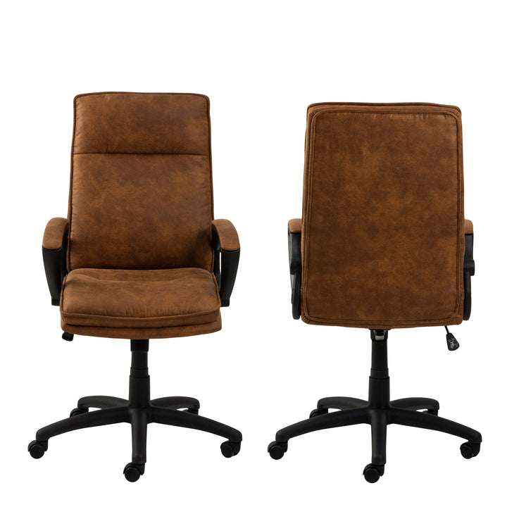 Brad Swivel Desk Chair with Armrest in Brown
