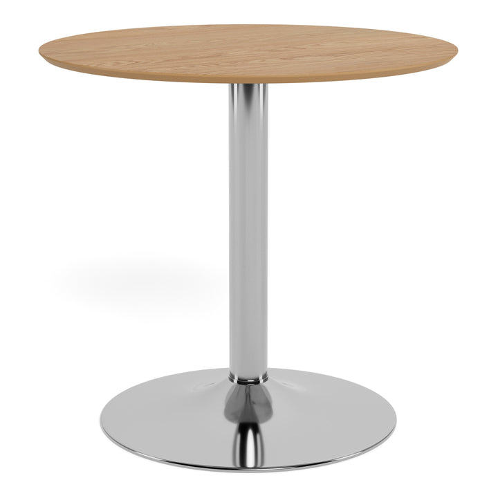 Ibiza Round CafÃ© Table in Matt Oak with Chrome Base