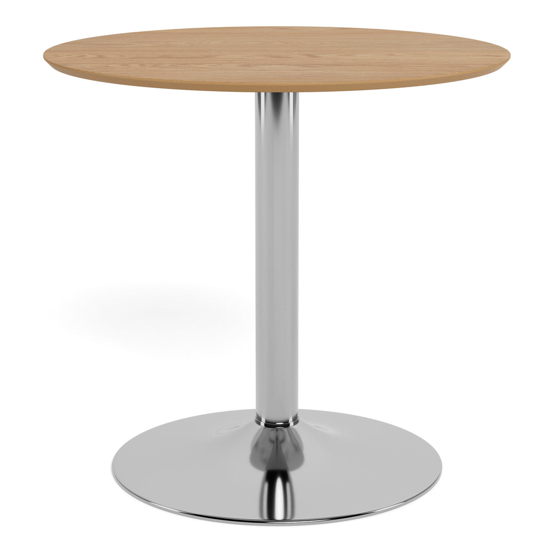 Ibiza Round CafÃ© Table in Matt Oak with Chrome Base