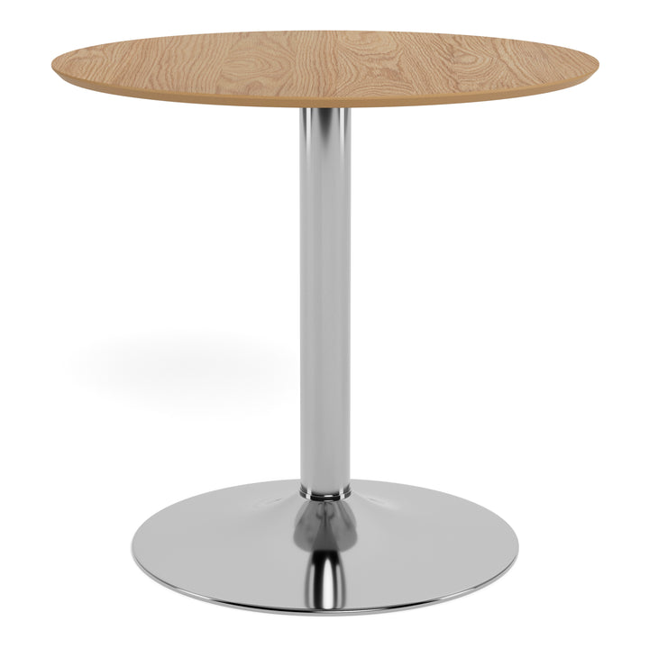 Ibiza Round CafÃ© Table in Matt Oak with Chrome Base