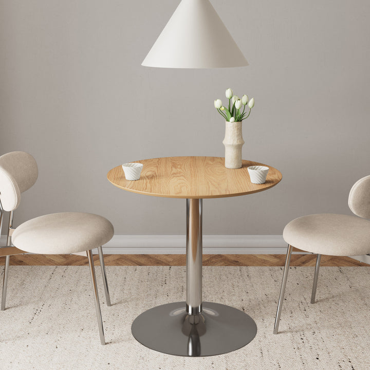 Ibiza Round CafÃ© Table in Matt Oak with Chrome Base