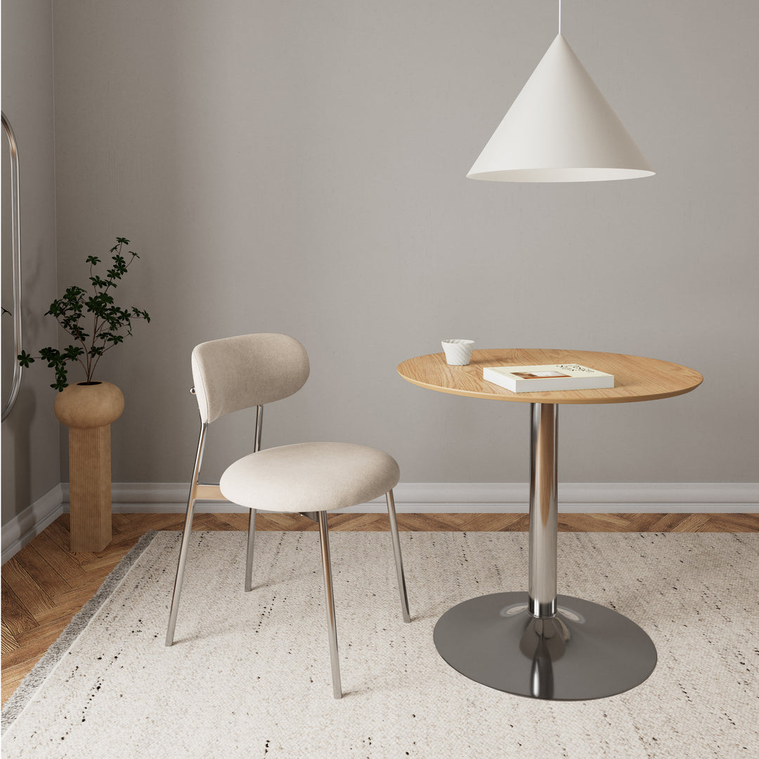 Ibiza Round CafÃ© Table in Matt Oak with Chrome Base