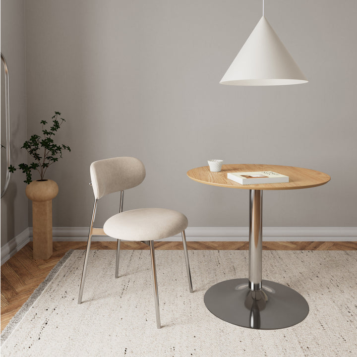 Ibiza Round CafÃ© Table in Matt Oak with Chrome Base