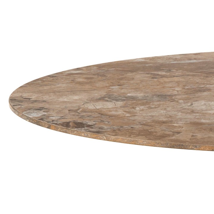 Malta Round Bar Table in Brown Ceramic with Grey Base