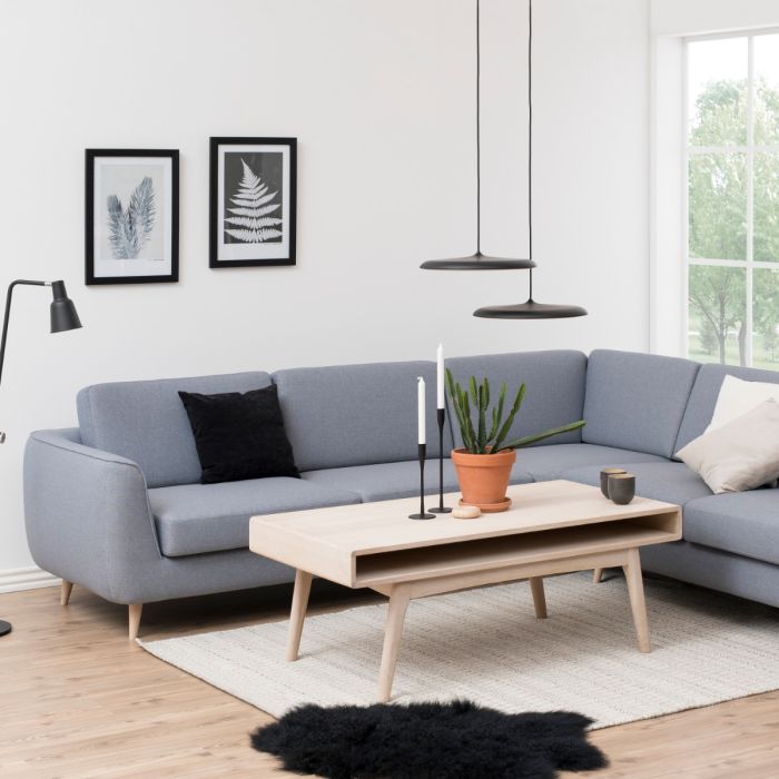 Marte Coffee Table with Open Shelf in White Oak 130x50cm