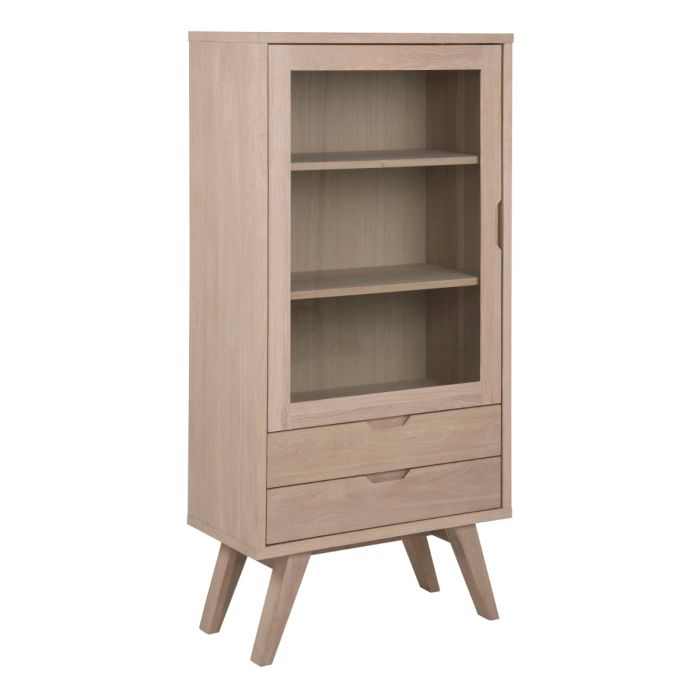 Display Cabinet with 2 Drawers & 2 Shelves in White Oak – A-Line Collection