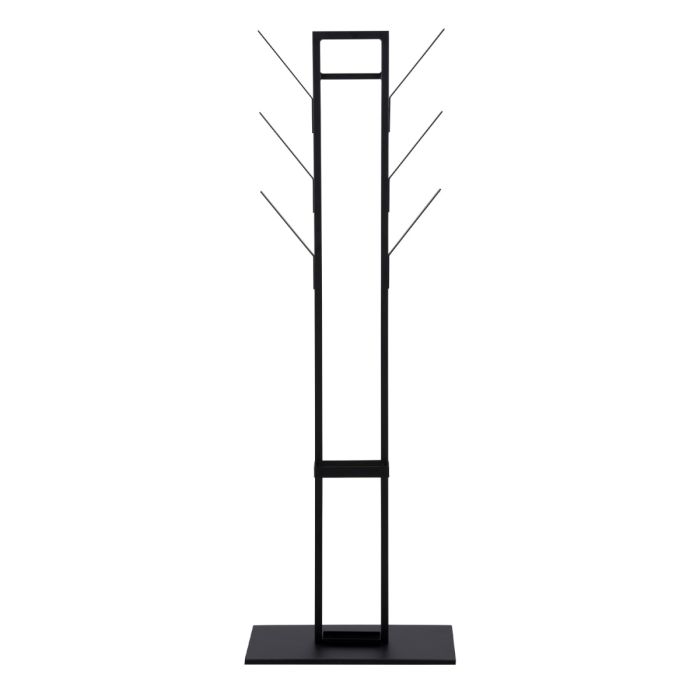 Vinson coat hanger, frame and base matt black powder coated steel, 56x28x165 cm