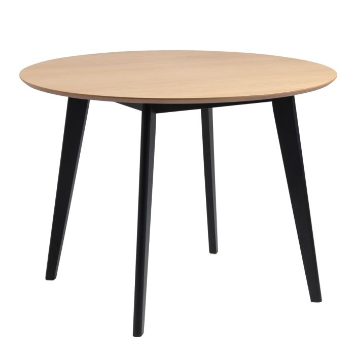 Roxby Round Dining Table in Oak & Black 105x76cm