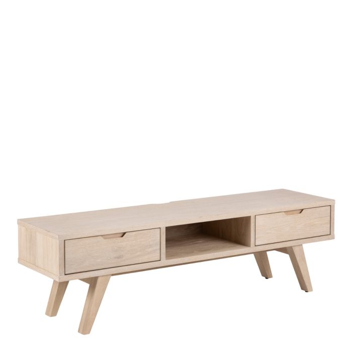 TV Unit with 2 Drawers in White Oak – A-Line Collection