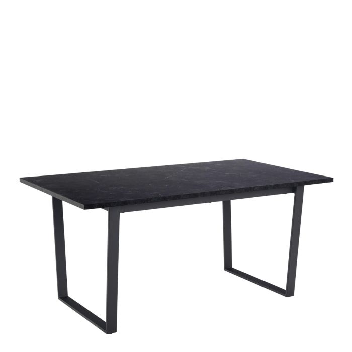Amble Dining Table with Black Marble Melamine Top & Black Legs 160x74cm