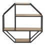 Seaford Octagonal Metal Wall Shelf in Black & Oak