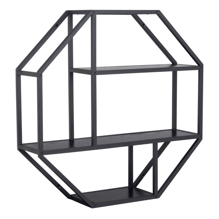 Seaford Octagonal Metal Wall Shelf in Matte Black