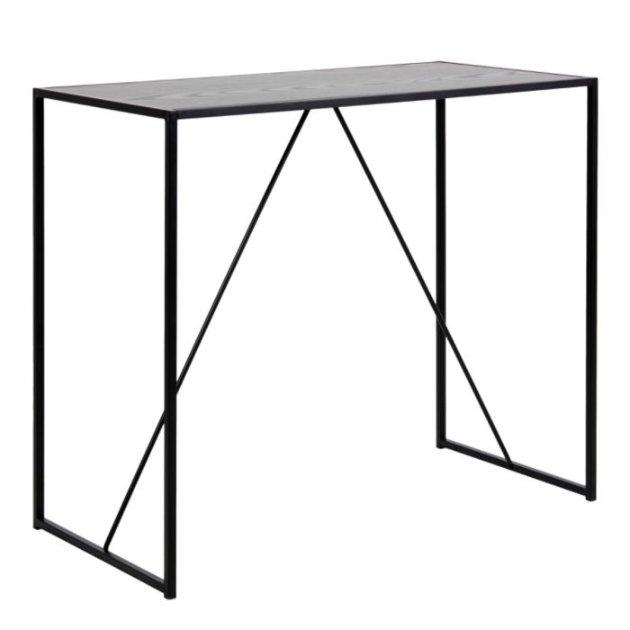 Seaford Black Metal Bar Table with Black Ash Top
