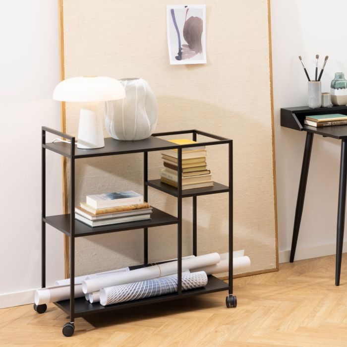 Newcastle Serving Trolley in Matt Black Finish