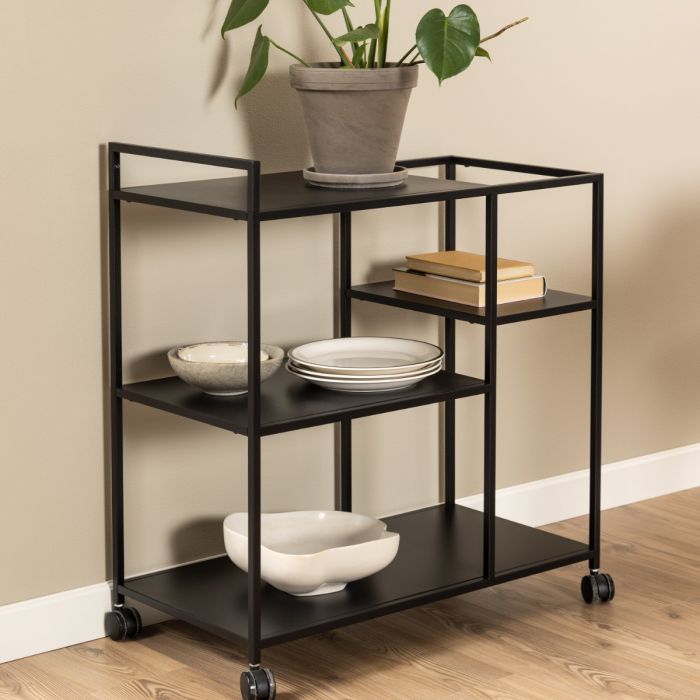 Newcastle Serving Trolley in Matt Black Finish