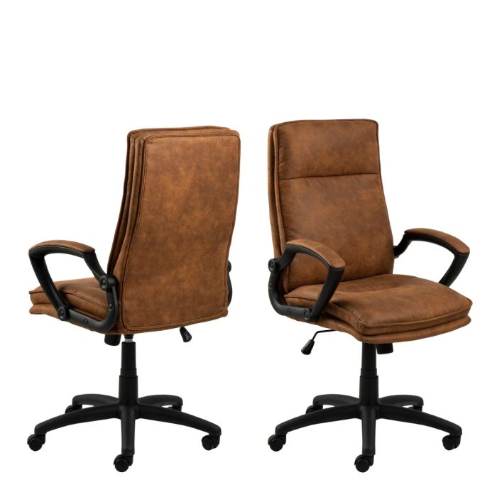 Brad Swivel Desk Chair with Armrest in Brown