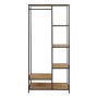 Seaford Black Metal Clothes Rack with 5 Oak Shelves