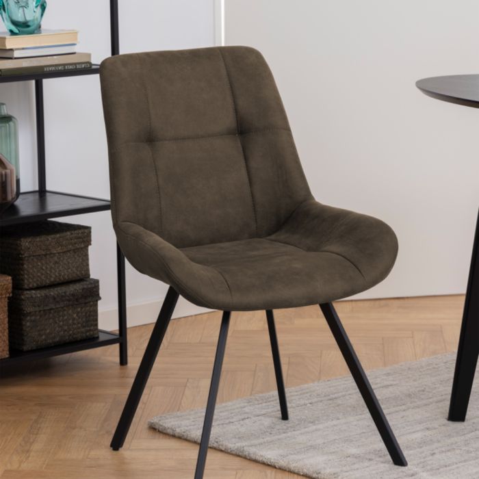 Waylor Dining Chair in Anthracite Fabric, Set of 2