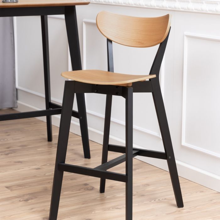Roxby Bar Table includes 2 Roxby Bar Stool, Black and Oak