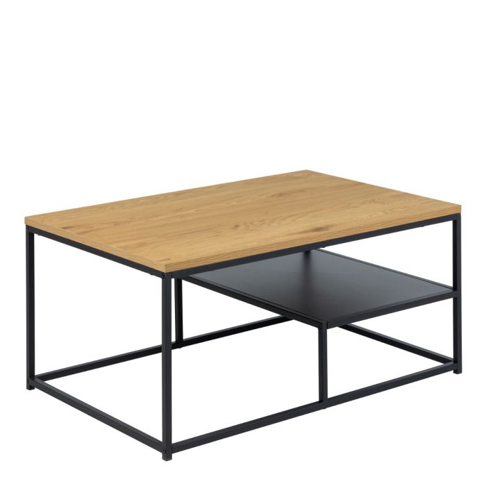 Gila Coffee Table with Open Shelf in Oak & Black