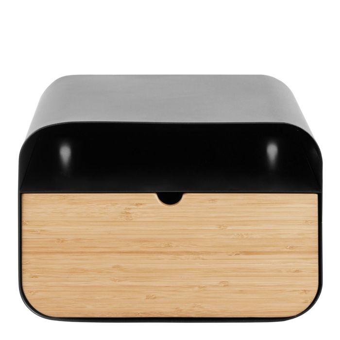 Joliet 1 Drawer Wall Mounted Bedside Table Oval in Black and Bamboo